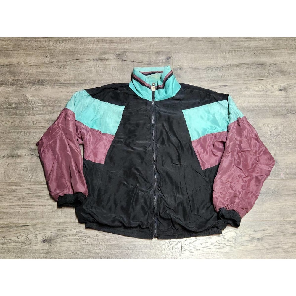Vintage 80s Givenchy Activewear Silk Bomber Windbreaker Jacket Mens Large L